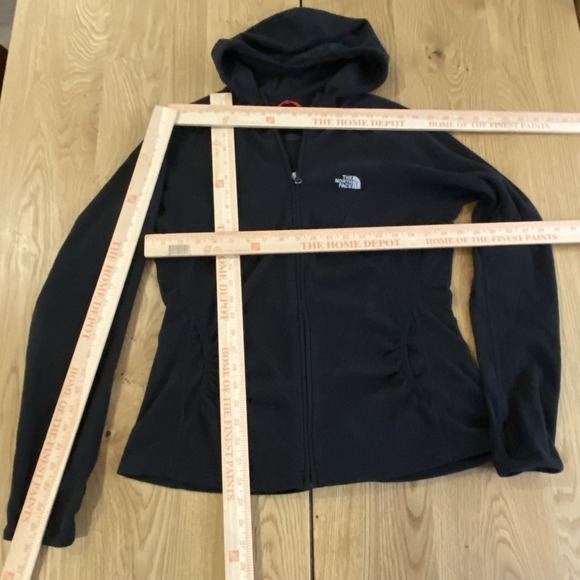 North Face full Zip Micro Fleece jacket womens large black Shell Hooded Logo - Picture 9 of 12